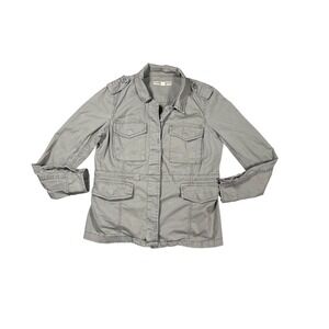 Nine West Vintage America Jeans Jacket‎ Womens S Gray Military Utility Coat